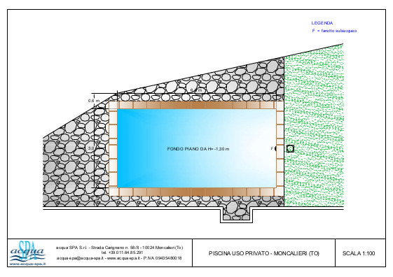  piscina interrata isoblok, fondo piano, con sistema di riscaldamento, progetto Acqua SPA®